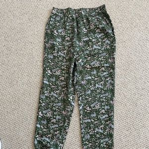 100% silk botanical print slacks